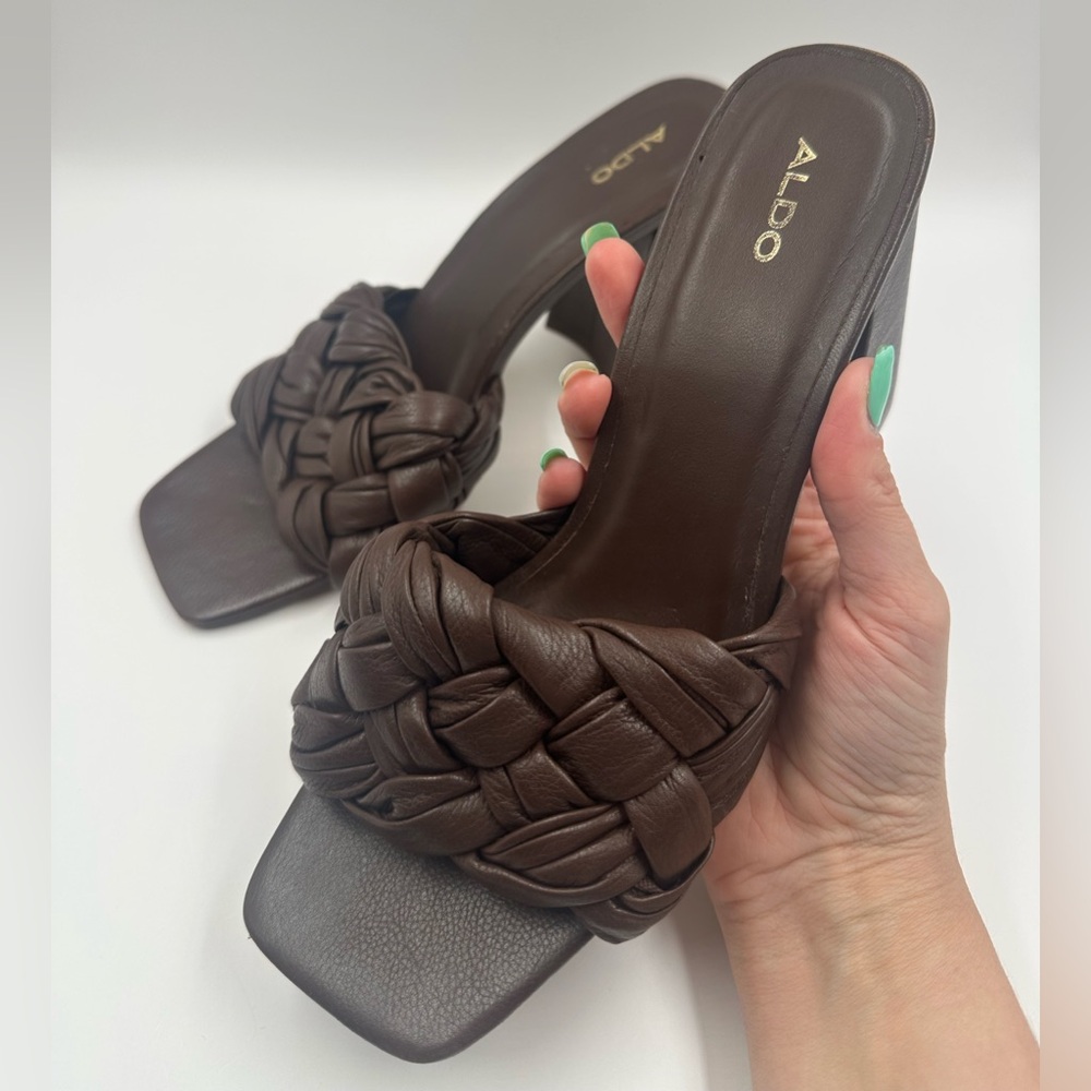 Aldo Dark Brown Braided Heels